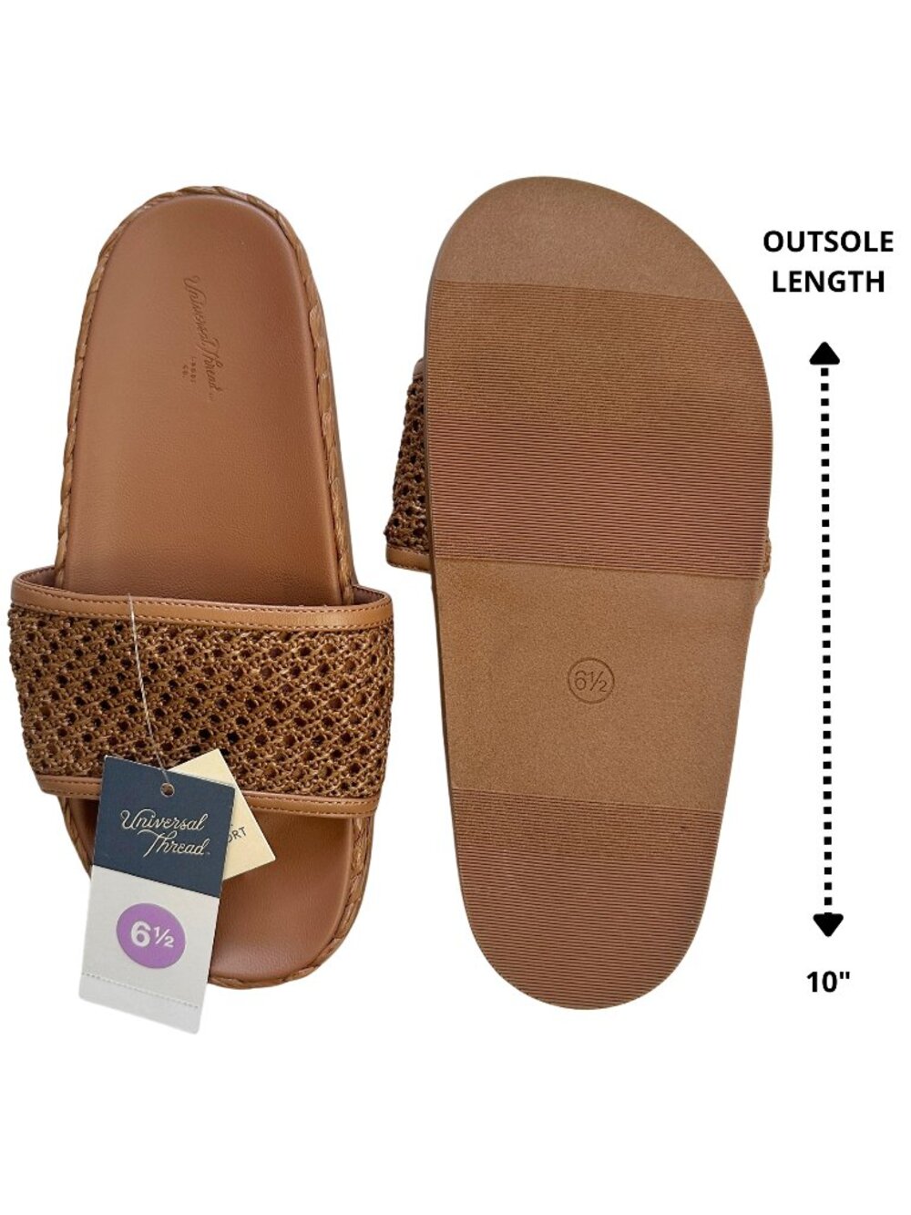Universal Thread Brinley Woven Raffia Slide Sandals Tan Brown Size 6.5 - Picture 5 of 11